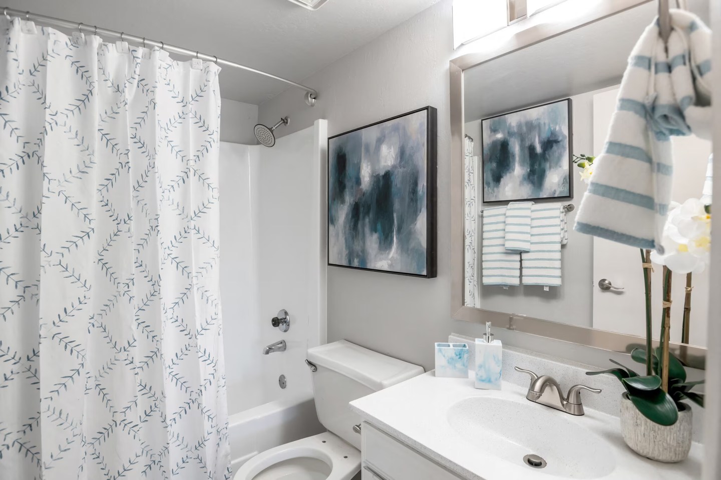 Apartment bathroom — representative home at Villas de Azul.
