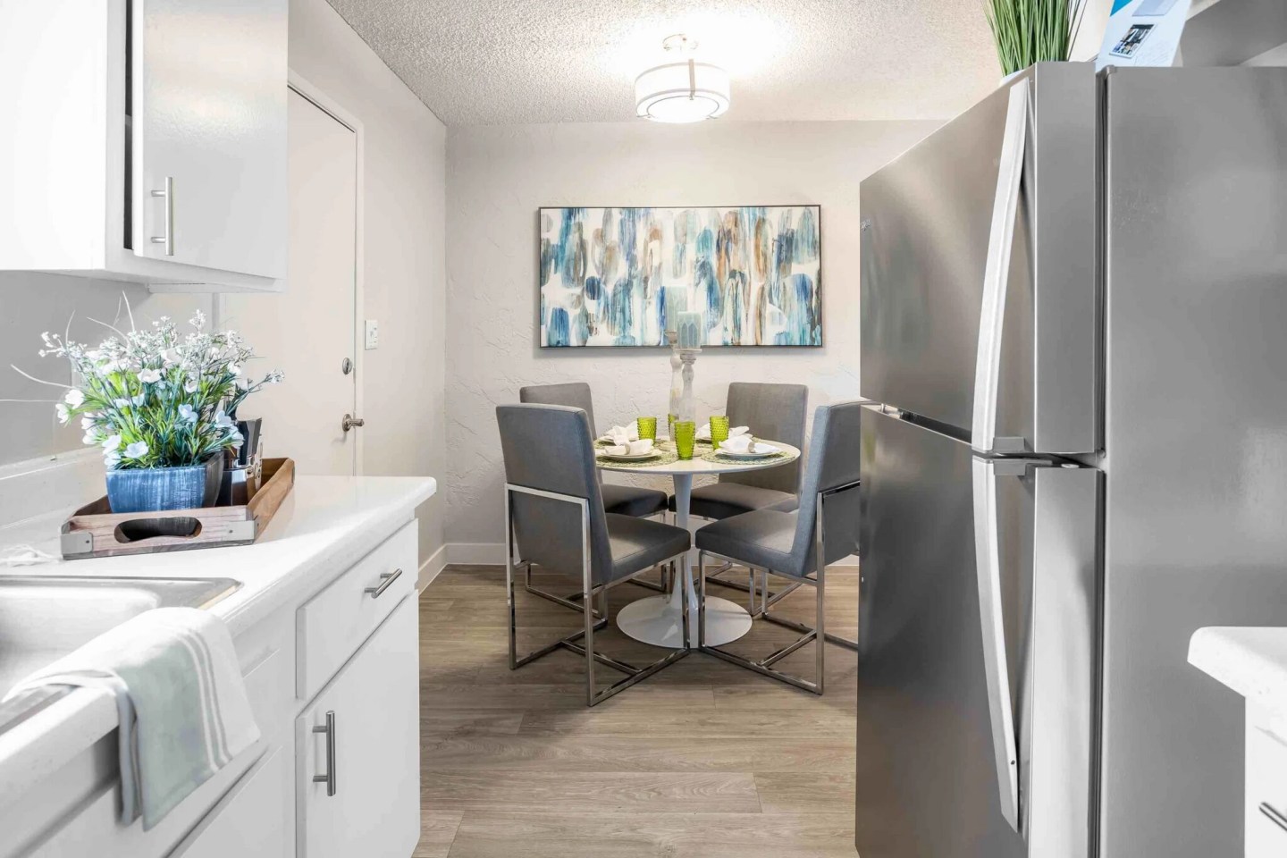 Apartment kitchen — representative home at Villas de Azul.